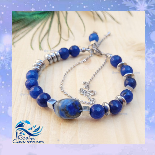 دستبند سنگ لاجورد و جید