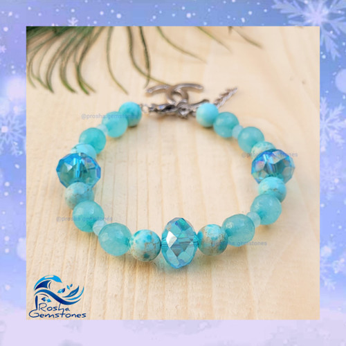 دستبند ترکیبی فیروزه و جید