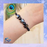 دستبند عقیق مشکی و حدید