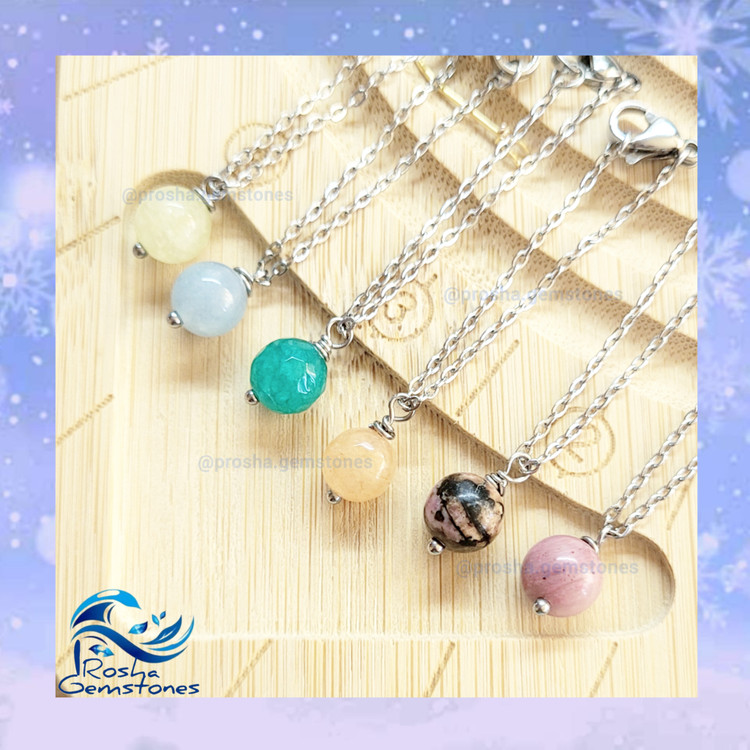 رودونیت صورتی، رودونیت، جید نارنجی، جید سبز، مورگانایت آبی، مورگانایت لیمویی