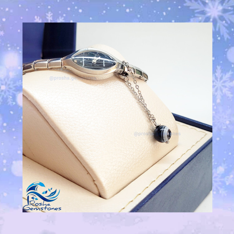 آویز عقیق سلیمانی مشکی